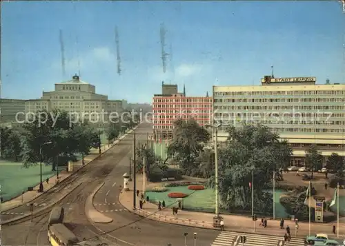 Leipzig Blick vom Hauptbahnhof in Goethestrasse Oper Chemiehaus Hotel Stadt Leipzig Messestadt Kat. Leipzig