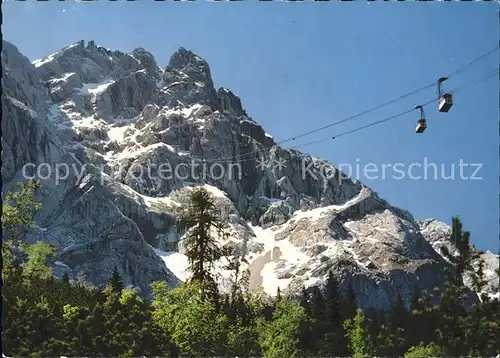 Eibsee Bayerische Zugspitzseilbahn gegen Zugspitzgipfel Kat. Grainau