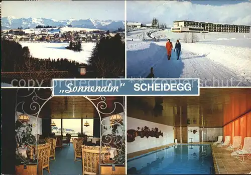 Scheidegg Allgaeu Sonnenalm Kursanatorium Hallenbad Wintersportplatz Alpenpanorama Kat. Scheidegg