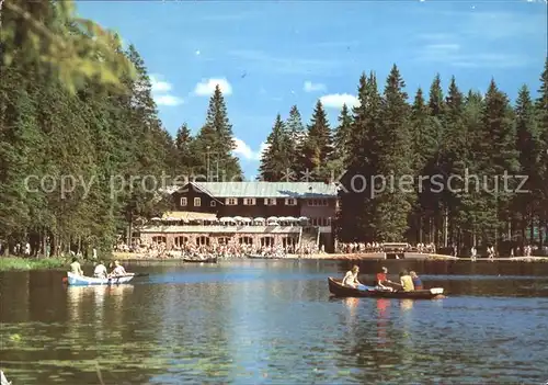 Arbersee mit Seehaus Restaurant Bootsfahrt Bayerischer Wald Kat. Bayerisch Eisenstein