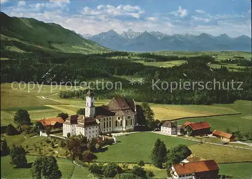 Steingaden Oberbayern Wieskirche Rokoko Alpenpanorama Fliegeraufnahme Kat. Steingaden