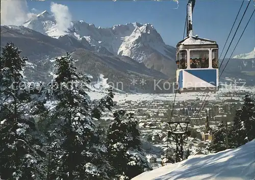 Garmisch Partenkirchen Wankbahn Bergbahn mit Zugspitzgruppe Winterpanorama Wintersportplatz Kat. Garmisch Partenkirchen