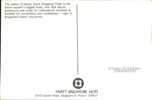 Singapore Hotel Hyatt Kat. Singapore