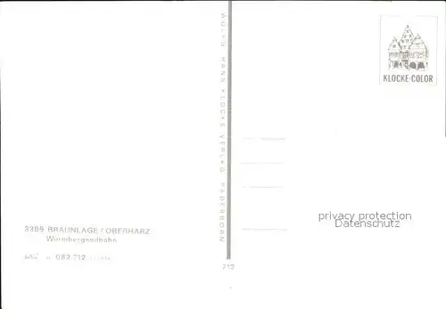 Braunlage Wurmbergseilbahn Kat. Braunlage Harz