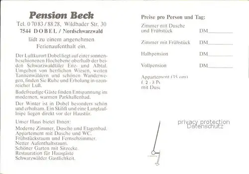 Dobel Schwarzwald Pension Beck Hirsche Fliegeraufnahme Kat. Dobel