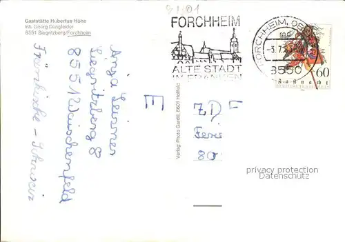 Forchheim Oberfranken Gaststaette Hubertus Hoehe  / Forchheim /Forchheim LKR