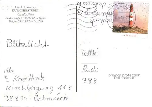 Klein Floethe Hotel Restaurant Rutscherstuben Kat. Floethe
