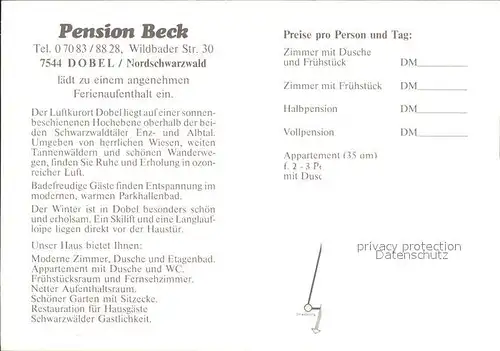 Dobel Schwarzwald Pension Beck Dobel Kat. Dobel
