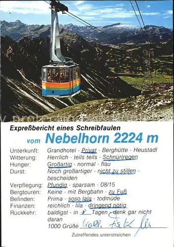 Oberstdorf Schreibfaulen Seilbahn Nebelhornbahn  Kat. Oberstdorf
