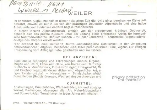 Weiler-Simmerberg Priessinitz Heim / Weiler-Simmerberg /Lindau LKR