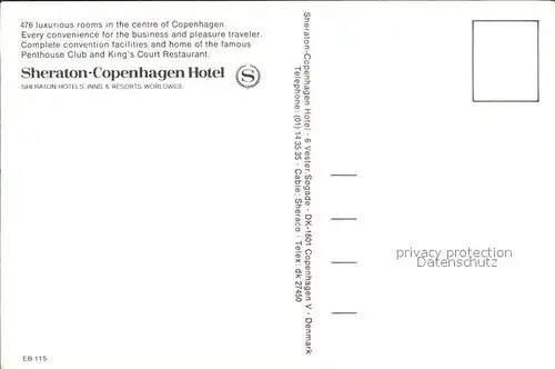 Copenhagen Kobenhavn Sheraton Hotel Kat. Copenhagen 