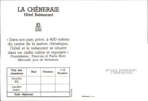 Trois Epis Haut Rhin Elsass La Cheneraie Hotel Restaurant Kat. Ammerschwihr