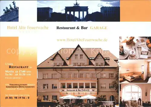 Berlin Hotel Alte Feuerwache Restaurant Bar Garage Kat. Berlin