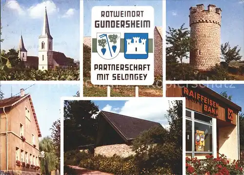 Gundersheim Rheinhessen Turm Raiffeisen Bank Kirche Kat. Gundersheim