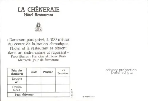 Trois Epis Haut Rhin Elsass La Cheneraie Hotel Restaurant  Kat. Ammerschwihr