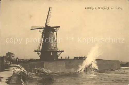 Vlissingen Oranjedijk met molen Kat. Vlissingen