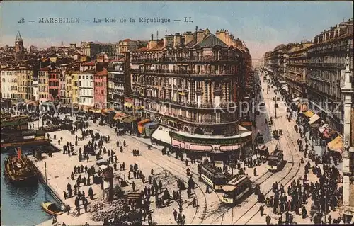 Marseille Rue de la Republique Strassenbahn Kat. Marseille