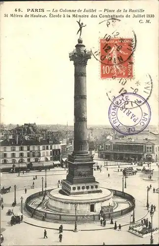 Paris Colonne de Juillet Place de la Bastille Kat. Paris