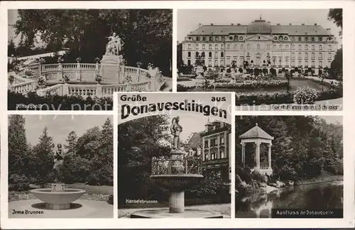Donaueschingen Donauquelle Schloss Fuerstenberg Irma Brunnen Haenselebrunnen Kat. Donaueschingen