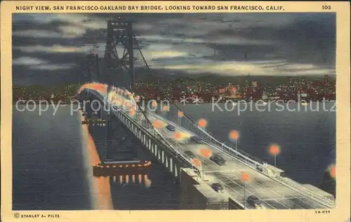 San Francisco California Oakland Bay Bridge at night Kat. San Francisco