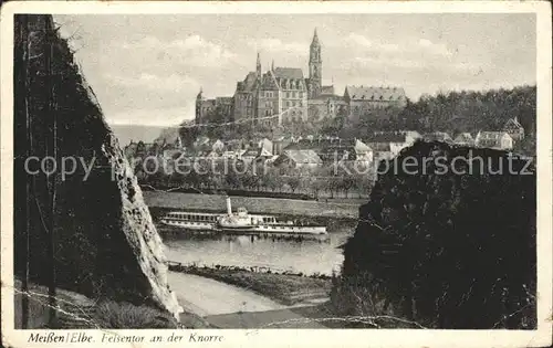 Meissen Elbe Sachsen Felsentor an der Knorre Dampfer Kat. Meissen