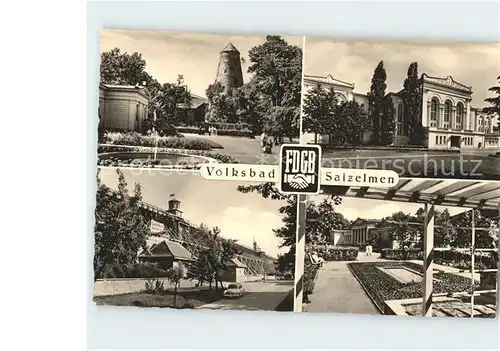 Schoenebeck Elbe Volksbad Salzelmen Soleturm Kurhaus Gradierwerk Lindenbad Kat. Schoenebeck