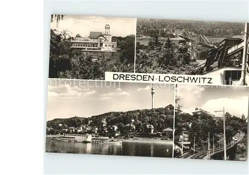 Loschwitz Luisenhof Blauen Wunder Schwebebahn UKW Fernsehturm  Kat. Dresden