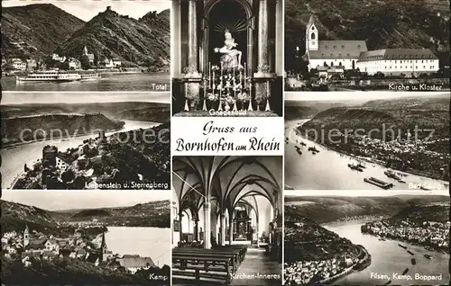 Kamp Bornhofen mit Burg Liebenstein und Sterrenberg Ausflugsschiff Kirche Kloster Gnadenbild Kirchen Inneres Filsen Kamp Boppard Kat. Kamp Bornhofen