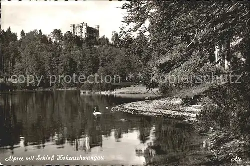 Hohenschwangau Alpsee mit Schloss Hohenschwangau Kat. Schwangau