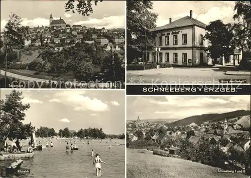 Schneeberg Erzgebirge Teilansicht Haus der Einheit Filzteich Schneeberg I und II Kat. Schneeberg