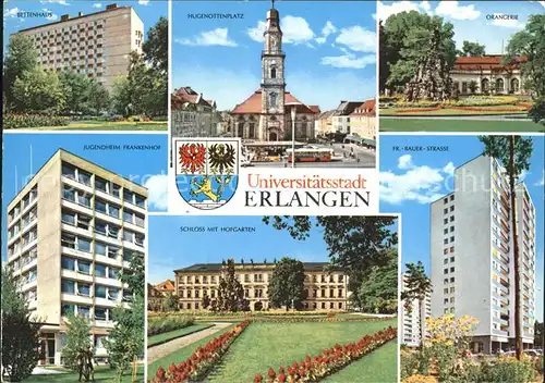 Erlangen Bettenhaus Hugenottenplatz Orangerie Jugenheim Schloss mit Hofgarten FC  Kat. Erlangen