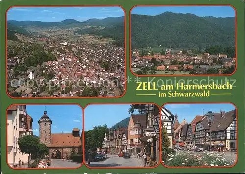 Zell Harmersbach Panorama Ortsblick Strassenpartien Stadtturm Kat. Zell am Harmersbach