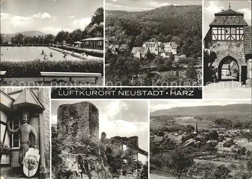 Neustadt Harz Schwimmbad Ruine Stadttor Panorama Kat. Neustadt Harz