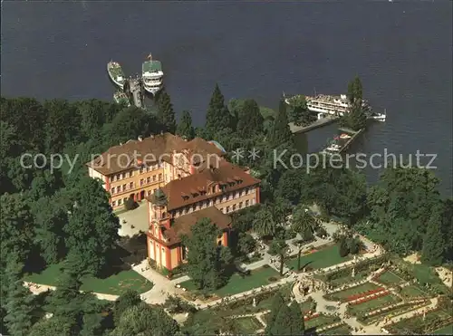 Insel Mainau im Bodensee Schloss Kirche Rosengarten Fliegeraufnahme Kat. Konstanz Bodensee