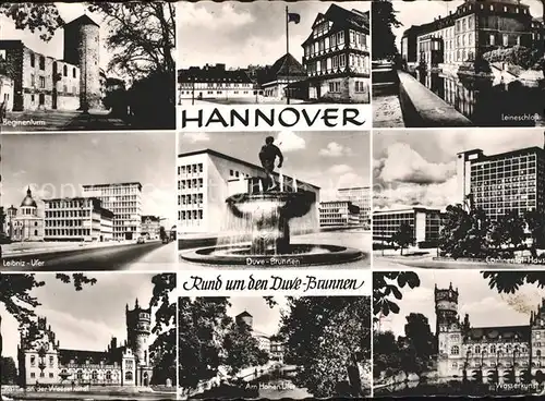 Hannover Beginerturm Leineschloss Leibniz Ufer Continental Hotel Am Hohen Ufer Wasserkunst Duve Brunnen Kat. Hannover