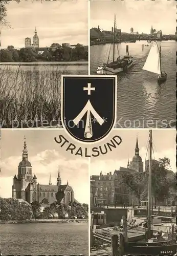 Stralsund Mecklenburg Vorpommern Teilansicht Kirche Schiffe Fischereihafen Kat. Stralsund