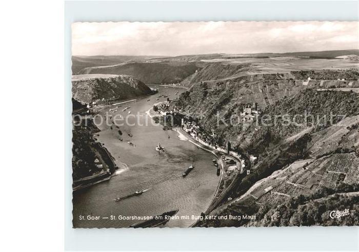 St Goar mit St Goarshausen am Rhein mit Burg Katz und Burg Maus ...