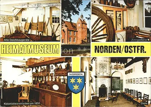 Norden Ostfriesland Heimatmuseum Alte Deichbaugeraete Zinngiesserei Kolonialwarenladen Diele Kat. Norden