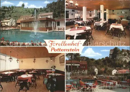 Pottenstein Oberfranken Forellenhof Cafe Restaurant Swimmingpool Gastraeume Kat. Pottenstein