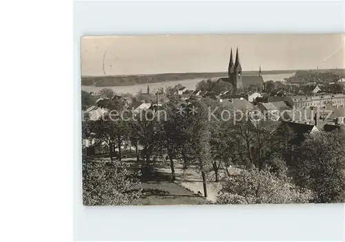 Neuruppin Blick von der Pfarrkirche auf Stadt und See Kat. Neuruppin