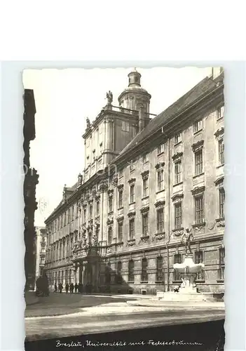 Breslau Niederschlesien Universitaet mit Fechterbrunnen Kat. Wroclaw