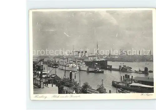 Hamburg Blick von der Seewarte Hafenpartie Kat. Hamburg