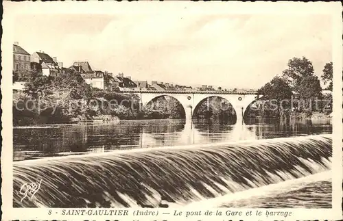 Saint Gaultier Pont de la Gare et le barrage Kat. Saint Gaultier