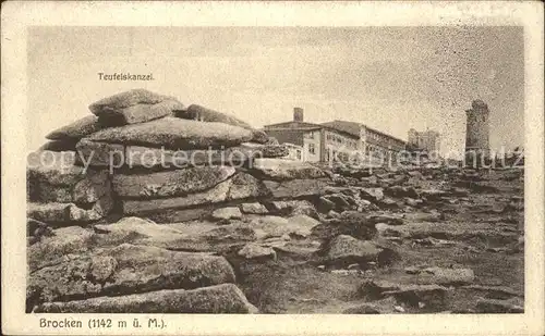 Brocken Teufelskanzel Felsen Berghaus Turm Kat. Wernigerode