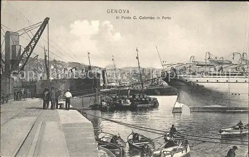Genova Genua Liguria Al Ponte C. Colombo in Porto Schiff Kran Kat. Genova