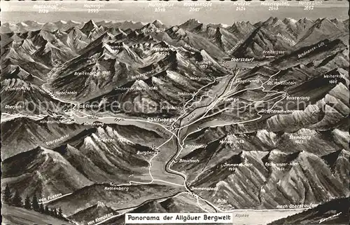 Sonthofen Oberallgaeu Panorama der Allgaeuer Bergwelt aus der Vogelschau Kat. Sonthofen