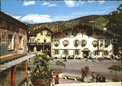 Oberammergau Dorfstrasse Hotel Alte Post Fassadenmalerei Kat. Oberammergau