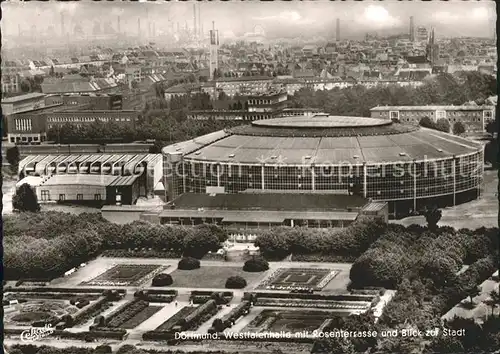 Dortmund Westfalenhalle mit Rosenterrasse und Blick zur Stadt Kat. Dortmund