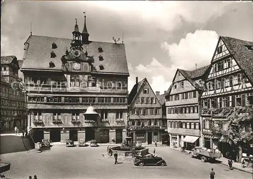 Tuebingen Marktplatz mit Rathaus Brunnen Universitaetsstadt Kat. Tuebingen