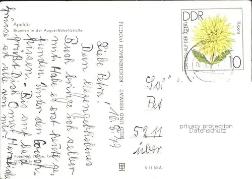 Apolda Brunnen August Bebel Strasse Kat. Apolda